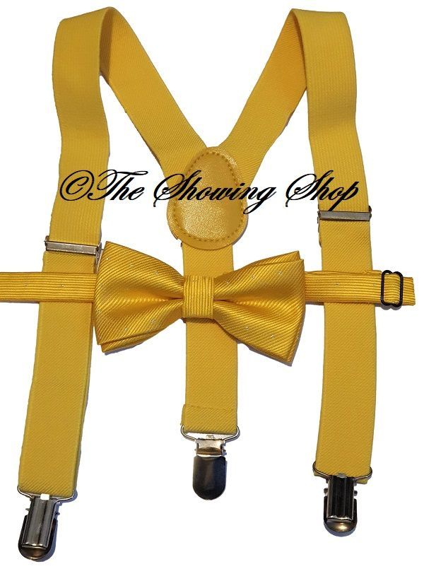 BOYS PLAIN YELLOW SHOWING BOW TIE AND BRACES