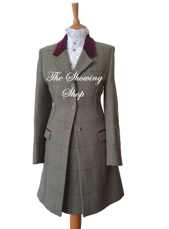LADIES ALAN PAINE COMBROOK GREEN TWEED LONG COAT SIZE 10-12