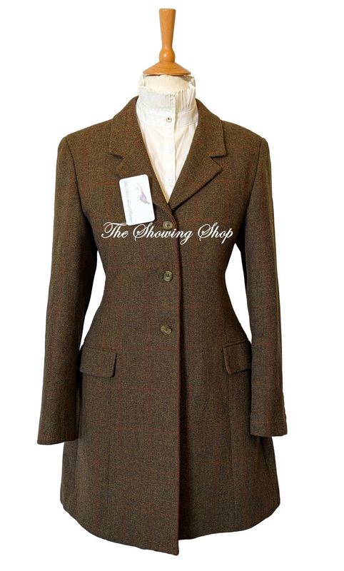 LADIES ALAN PAINE COMBROOK BROWN TWEED LONG COAT SIZE 12-14