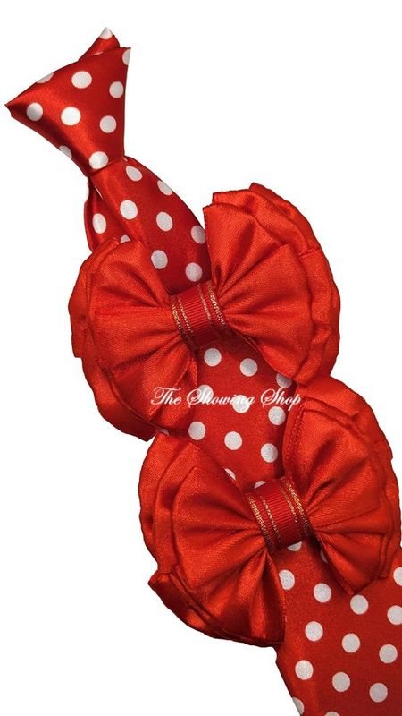 CHILDS SHOW BOWS & TIE SET RED POLKA DOT