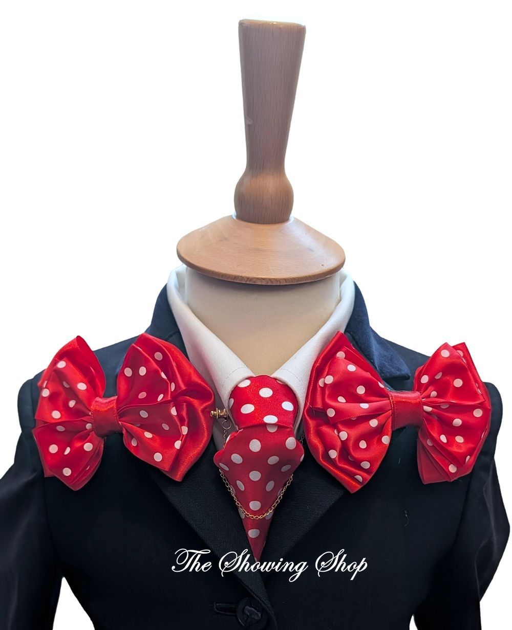 CHILDS SHOW BOWS & TIE SET RED POLKA DOT CHILDS SHOW BOWS & TIE SET RED POLKA DOT