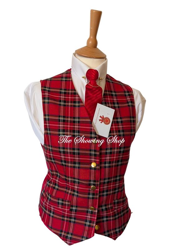 LADIES RED TARTAN WAISTCOAT SIZE 10