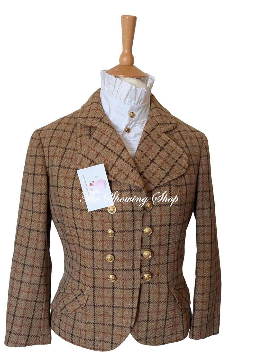 LADIES BROWN CHECK TWEED JACKET SIZE 14 LADIES BROWN CHECK TWEED JACKET SIZE 14