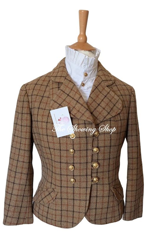 LADIES BROWN CHECK TWEED JACKET SIZE 14