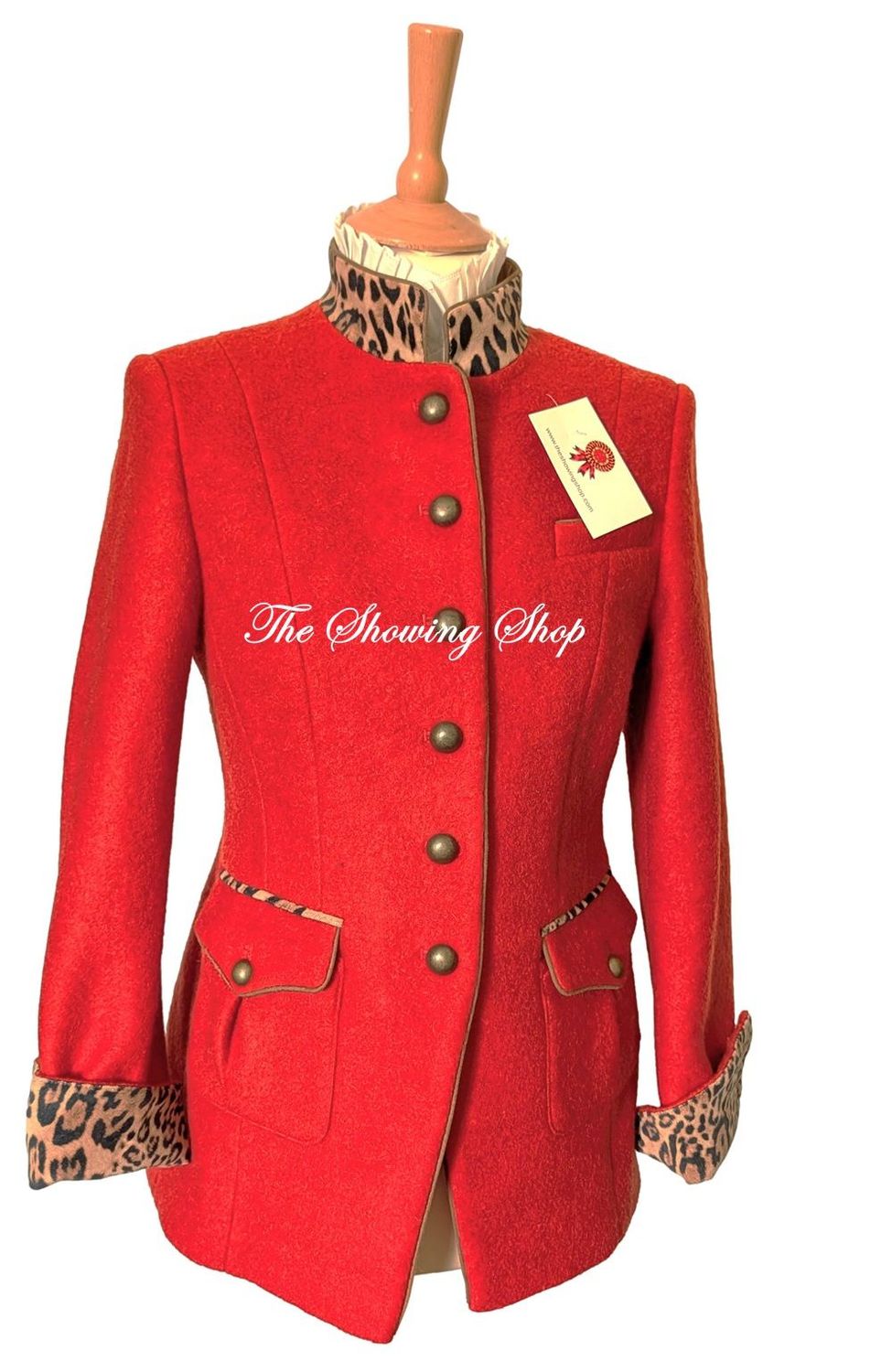 LADIES BURNT ORANGE AND LEOPARD PRINT WOOL JACKET SIZE 10 LADIES BURNT ORANGE AND LEOPARD PRINT WOOL JACKET SIZE 10