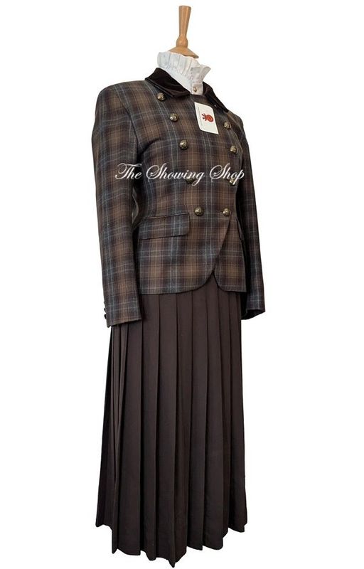 LADIES BROWN CHECK WOOL LEADERS JACKET SIZE 12