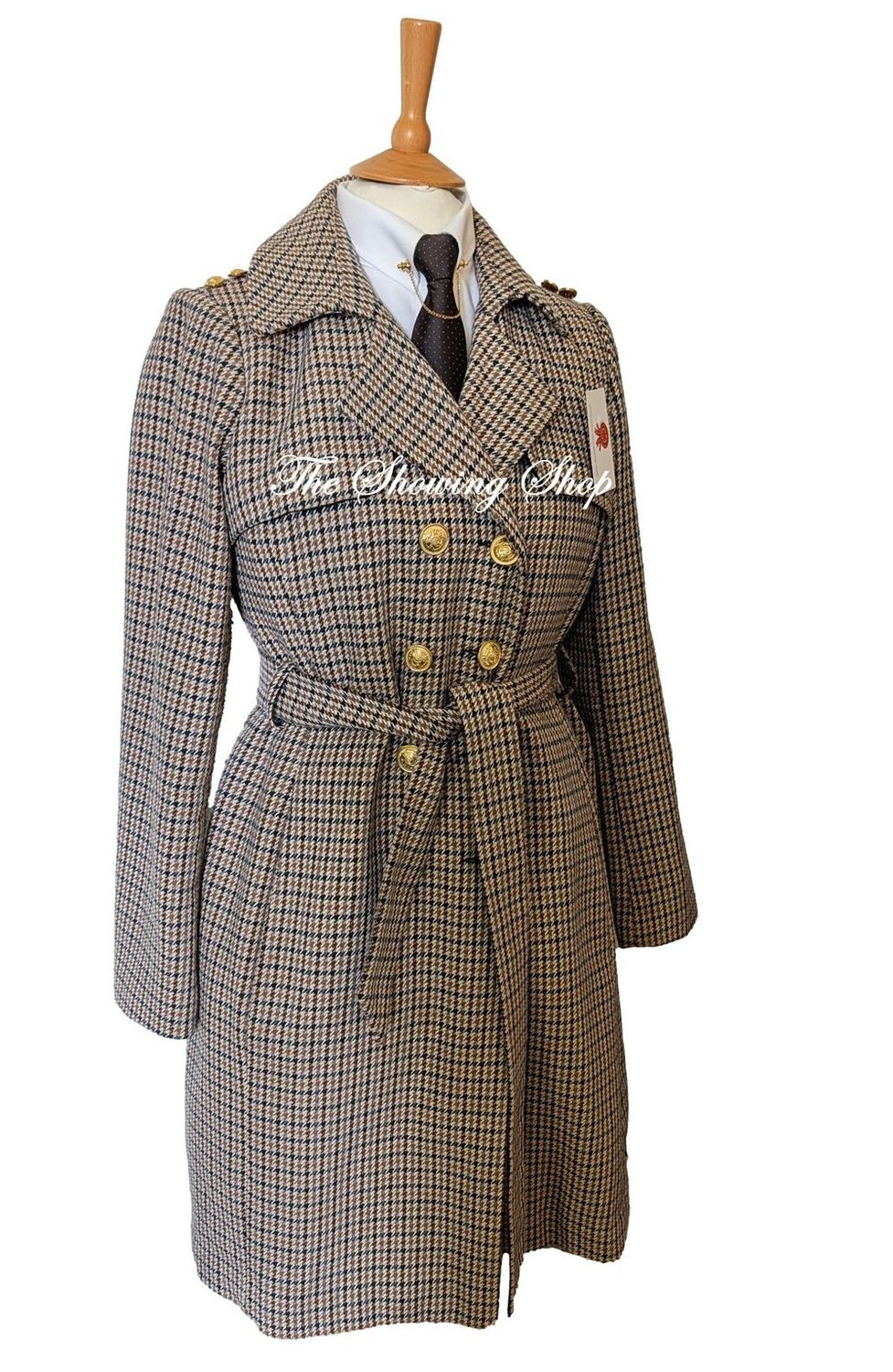 LADIES HOUNDSTOOTH CHECK TWEED COAT SIZE 12 LADIES HOUNDSTOOTH CHECK TWEED COAT SIZE 12