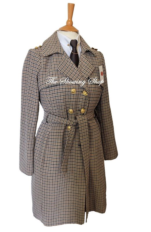 LADIES HOUNDSTOOTH CHECK TWEED COAT SIZE 12