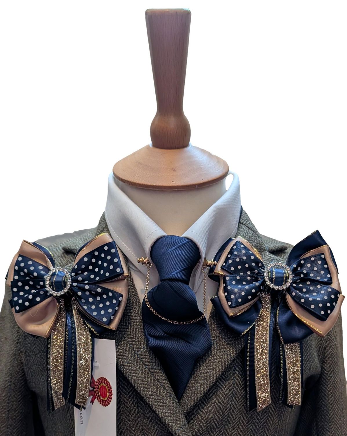 CHILDS PREMIUM SHOW BOWS AND TIE SET - NAVY & GOLD CHILDS PREMIUM SHOW BOWS AND TIE SET - NAVY & GOLD