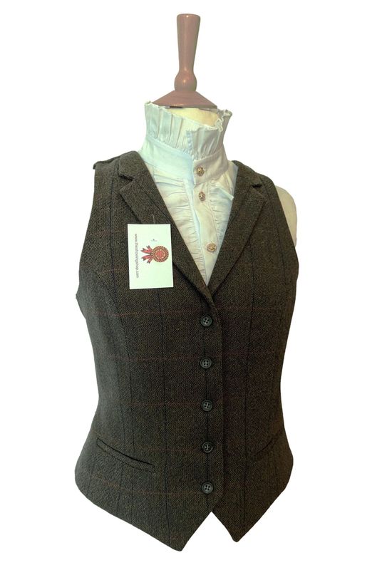 LADIES GREEN TWEED WAISTCOAT SIZE 8-10