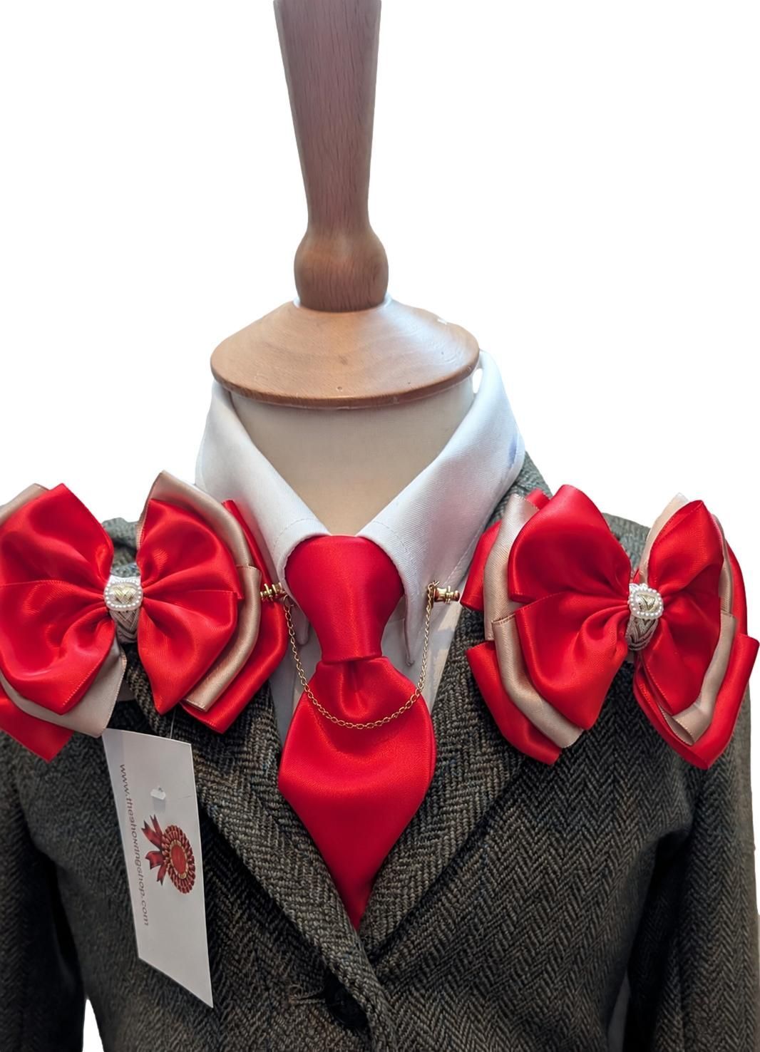 CHILDS PREMIUM RED & GOLD SHOWING BOWS AND ZIP TIE SET CHILDS PREMIUM RED & GOLD SHOWING BOWS AND ZIP TIE SET
