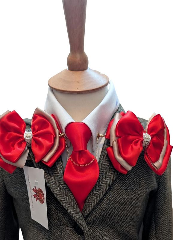 CHILDS PREMIUM RED & GOLD SHOWING BOWS AND ZIP TIE SET
