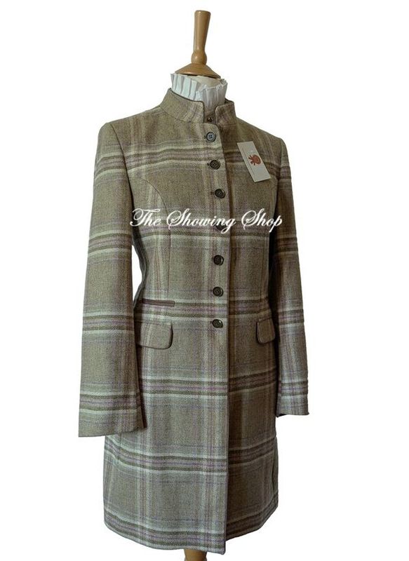 LADIES BRITISH TWEED GREEN WOOL 3/4 LENGTH COAT SIZE 20