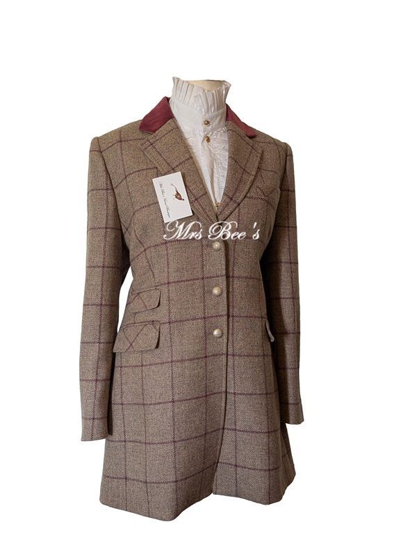 BARILOCHE BISCUIT/ PINK  TWEED 3/4 LENGTH COAT SIZE 18