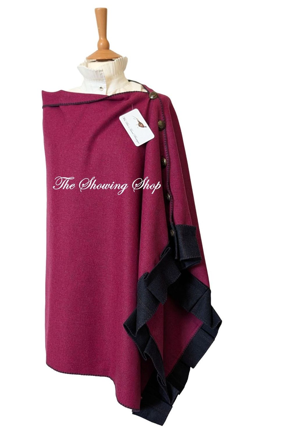 LE JABOT & STOCK PINK & NAVY TWEED CAPE-ONE SIZE LE JABOT & STOCK PINK & NAVY TWEED CAPE-ONE SIZE