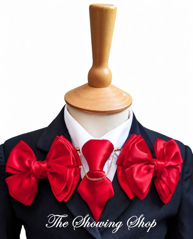 CHILDS PREMIUM SHOW BOWS & ZIP TIE SET PLAIN RED