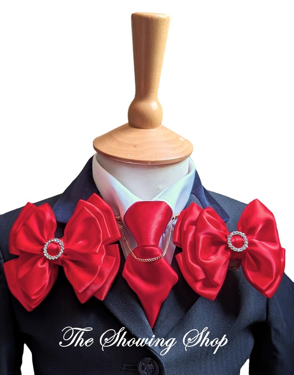 CHILDS PREMIUM SHOW BOWS & ZIP TIE SET RED & CRYSTAL CHILDS PREMIUM SHOW BOWS & ZIP TIE SET RED & CRYSTAL