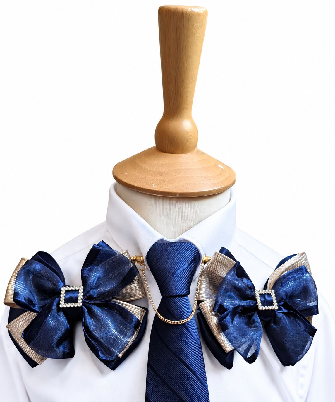 PREMIUM NAVY & SILVER SHOW BOWS AND ZIP TIE SET PREMIUM NAVY & SILVER SHOW BOWS AND ZIP TIE SET