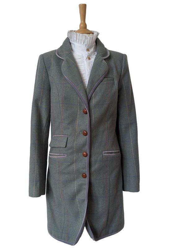 LADIES JACK MURPHY  GREEN TWEED LONG COAT SIZE 18