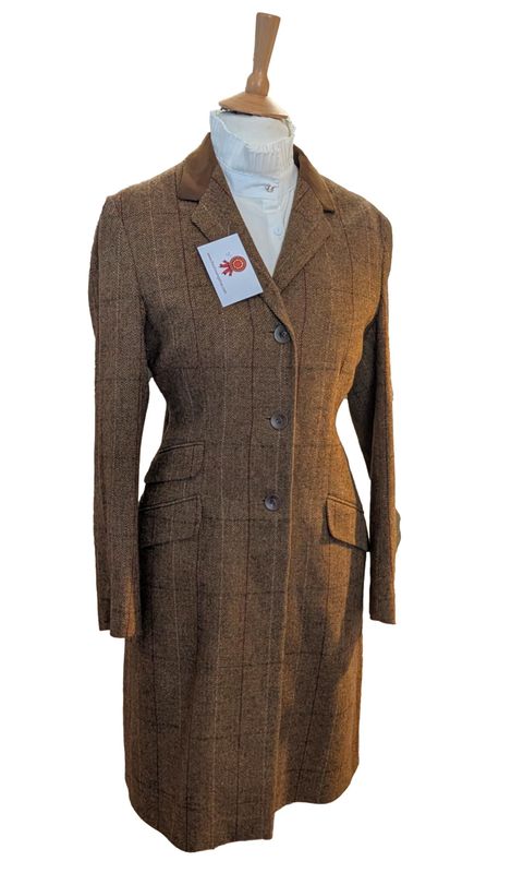 LADIES TROTTER & DEANE BROWN TWEED COAT SIZE 14