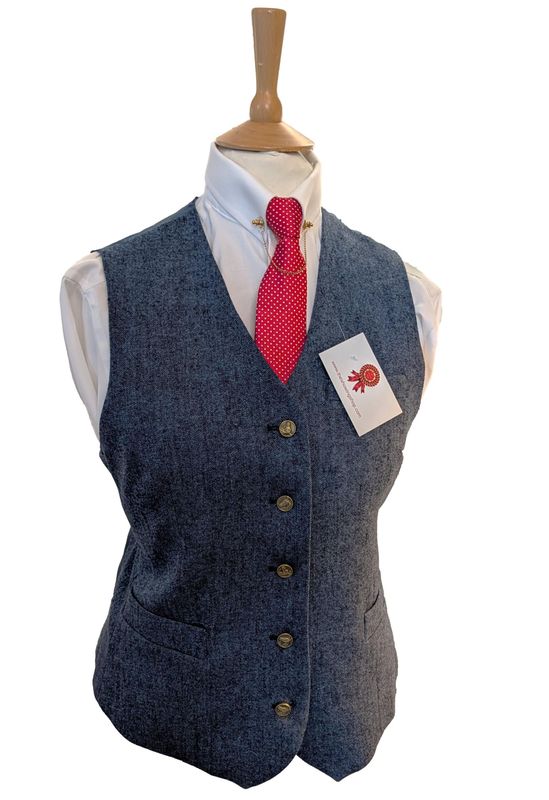 LADIES BLUE TWEED WAISTCOAT SIZE 14