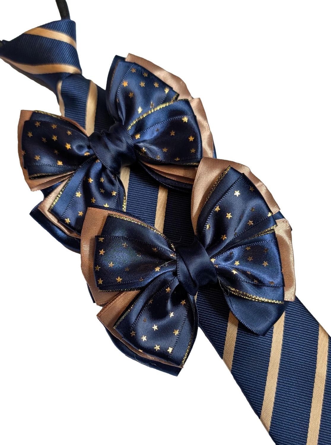CHILDS NAVY AND GOLD SHOW BOWS AND ZIP TIE SET CHILDS NAVY AND GOLD SHOW BOWS AND ZIP TIE SET