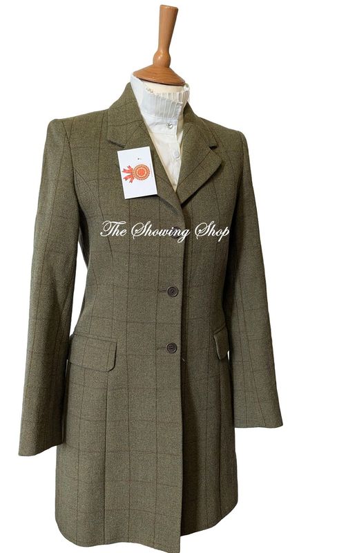 LADIES MAGEE PORTNOO GREEN TWEED 3/4 LENGTH COAT SIZE 8