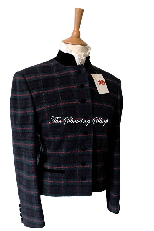 LADIES NAVY TARTAN WOOL LEADERS JACKET SIZE 16