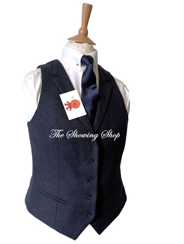 BRANDNEW LADIES BLUE TWEED WAISTCOAT SIZE 12-14