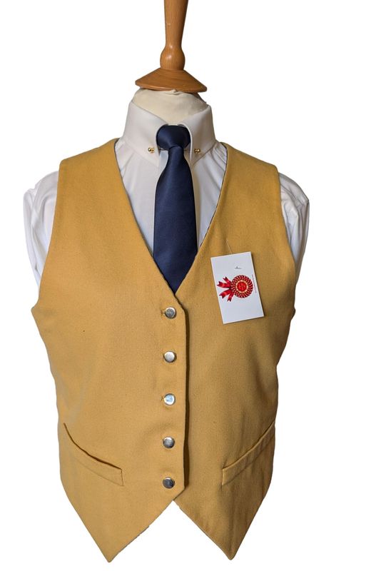 LADIES BESPOKE YELLOW WOOL WAISTCOAT SIZE 16 (40)