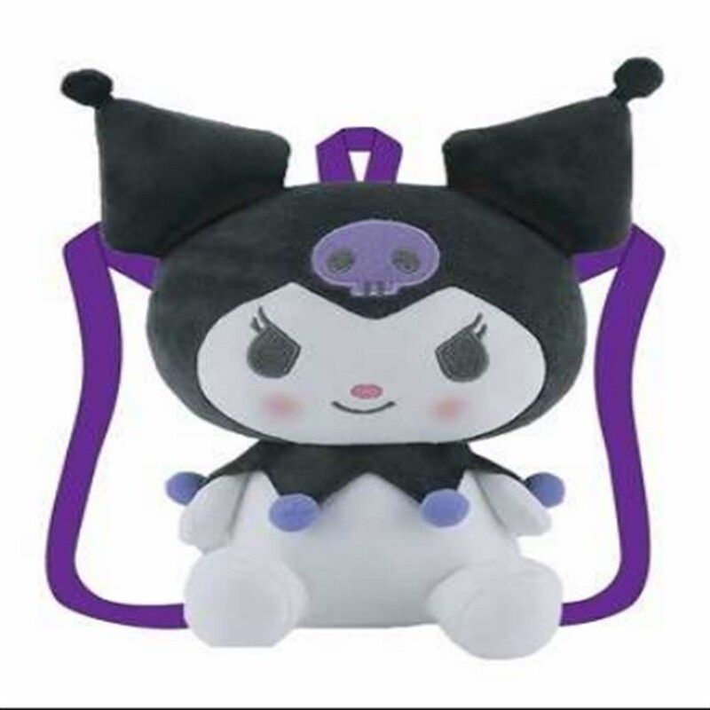 Kuromi Sitting Pose Black Purple Plush Backpack