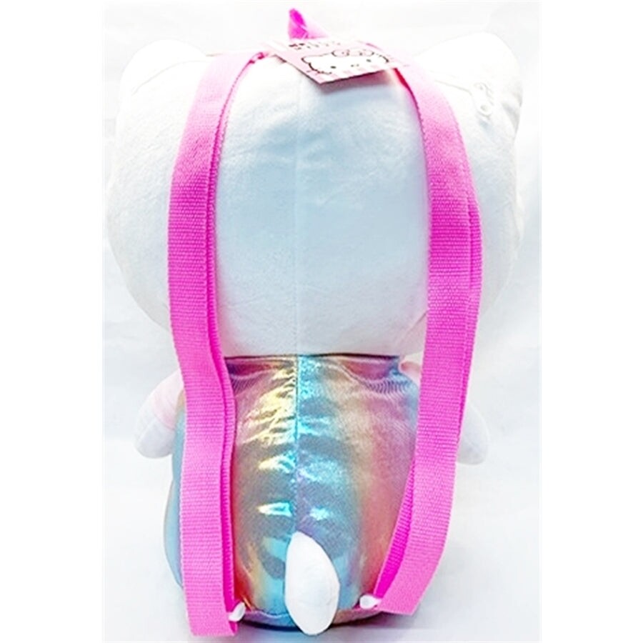 Hello Kitty with Shiny Iridescent Borealis Overall Sitting Pose Plush Backpack