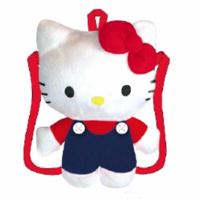 Hello Kitty Navy Blue Overall with Red Bow Plush Backpack