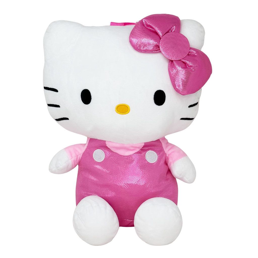 Hello Kitty with Shiny Pink Overall Sitting Pose Plush Backpack