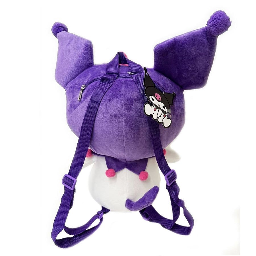 Purple Kuromi Pink Bow Sitting Pose Plush Backpack