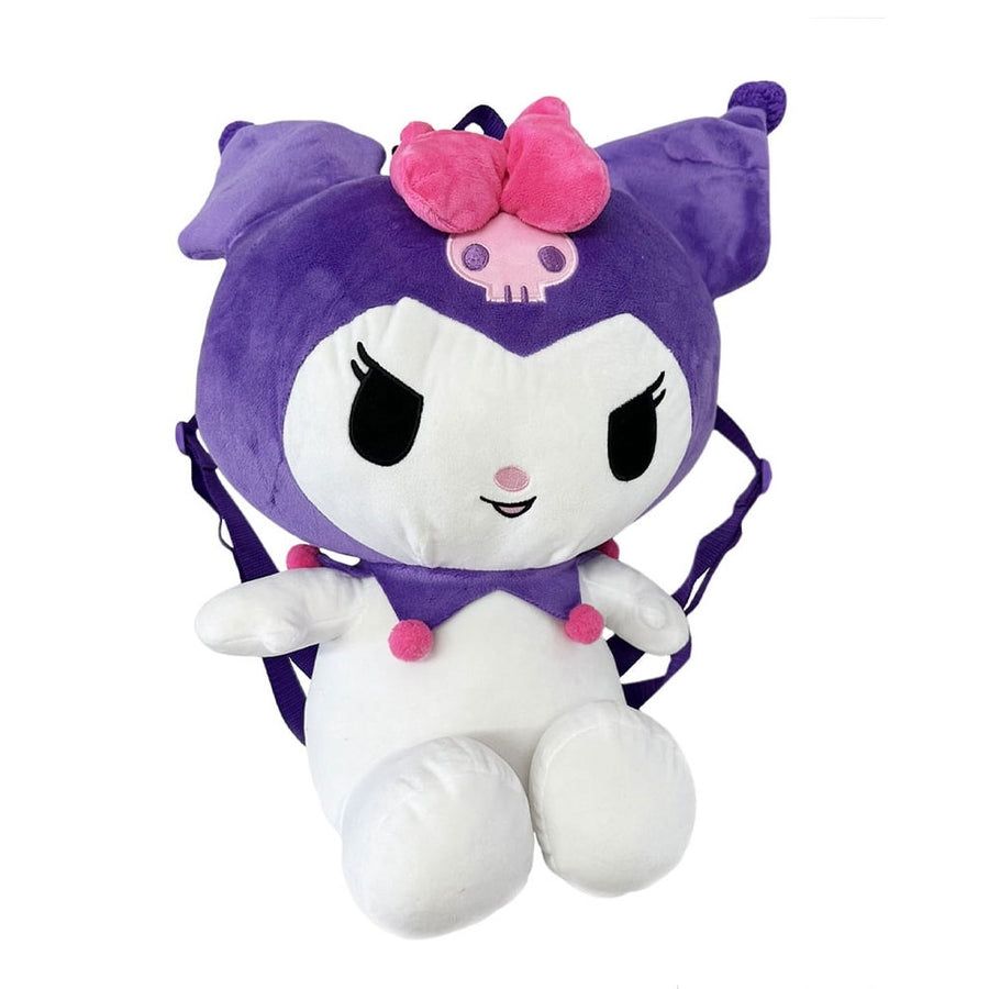 Purple Kuromi Pink Bow Sitting Pose Plush Backpack