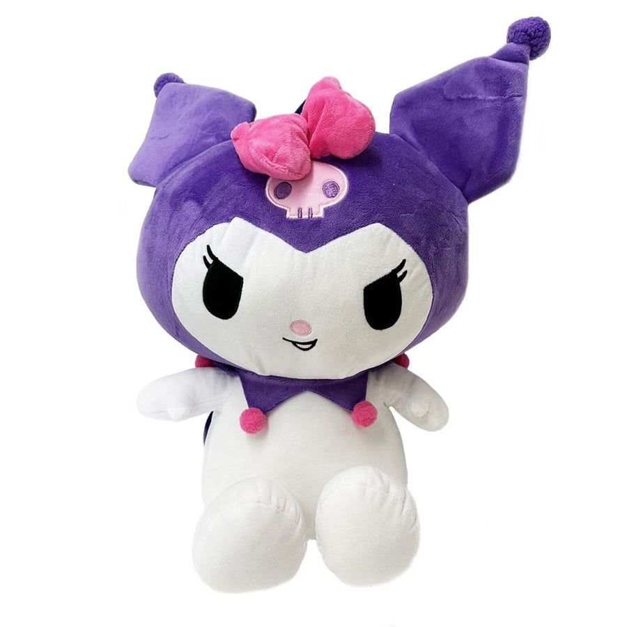 Purple Kuromi Pink Bow Sitting Pose Plush Backpack