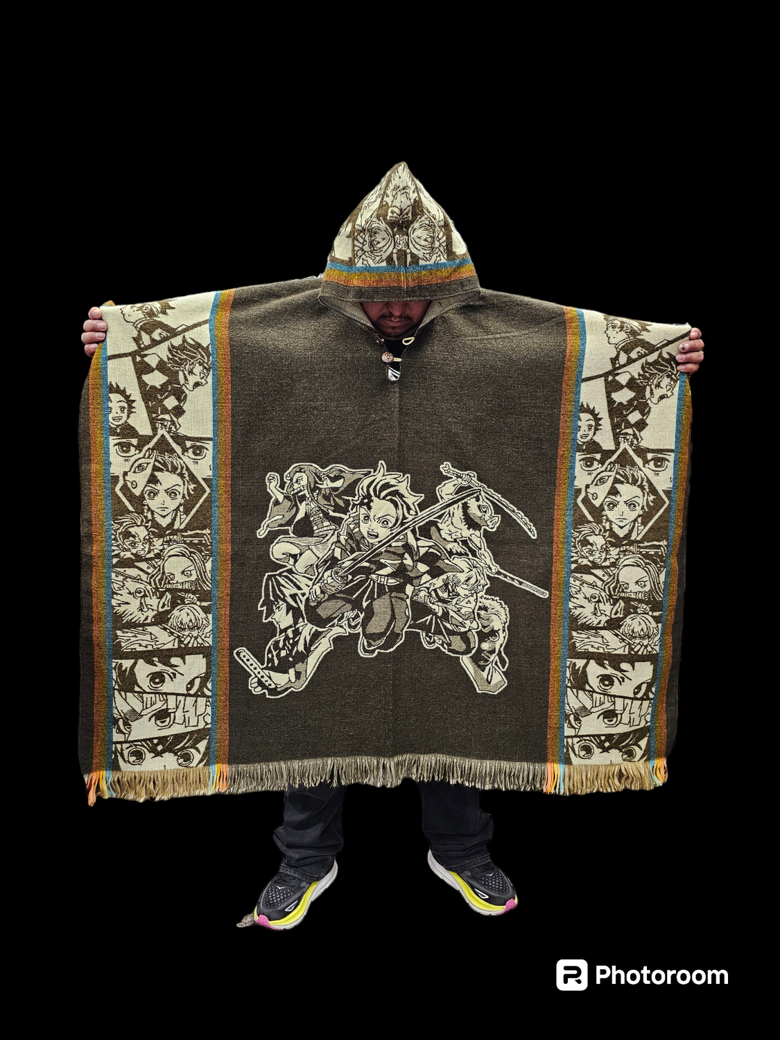 Demon Slayer Group Knit Poncho