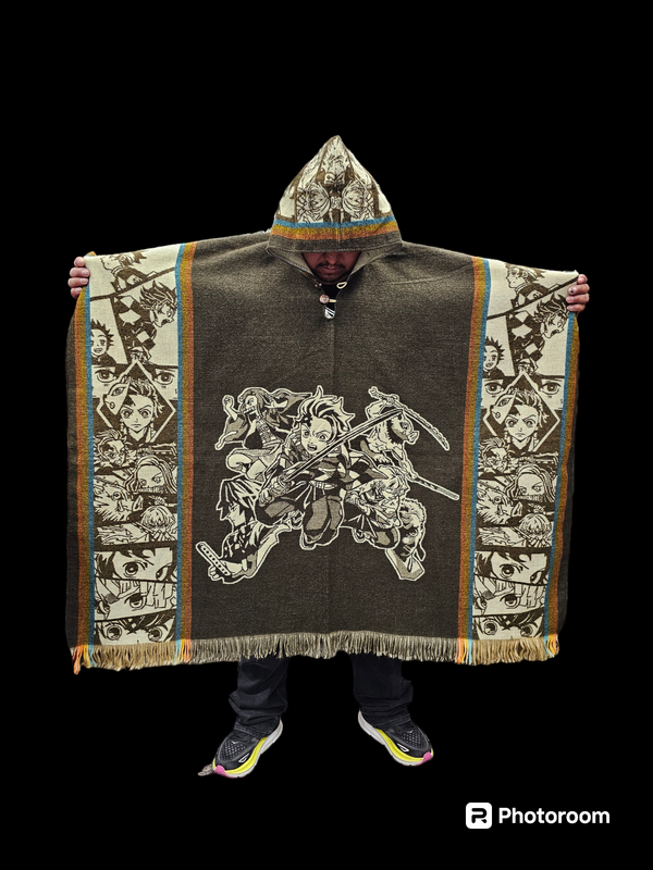 Demon Slayer Group Knit Poncho