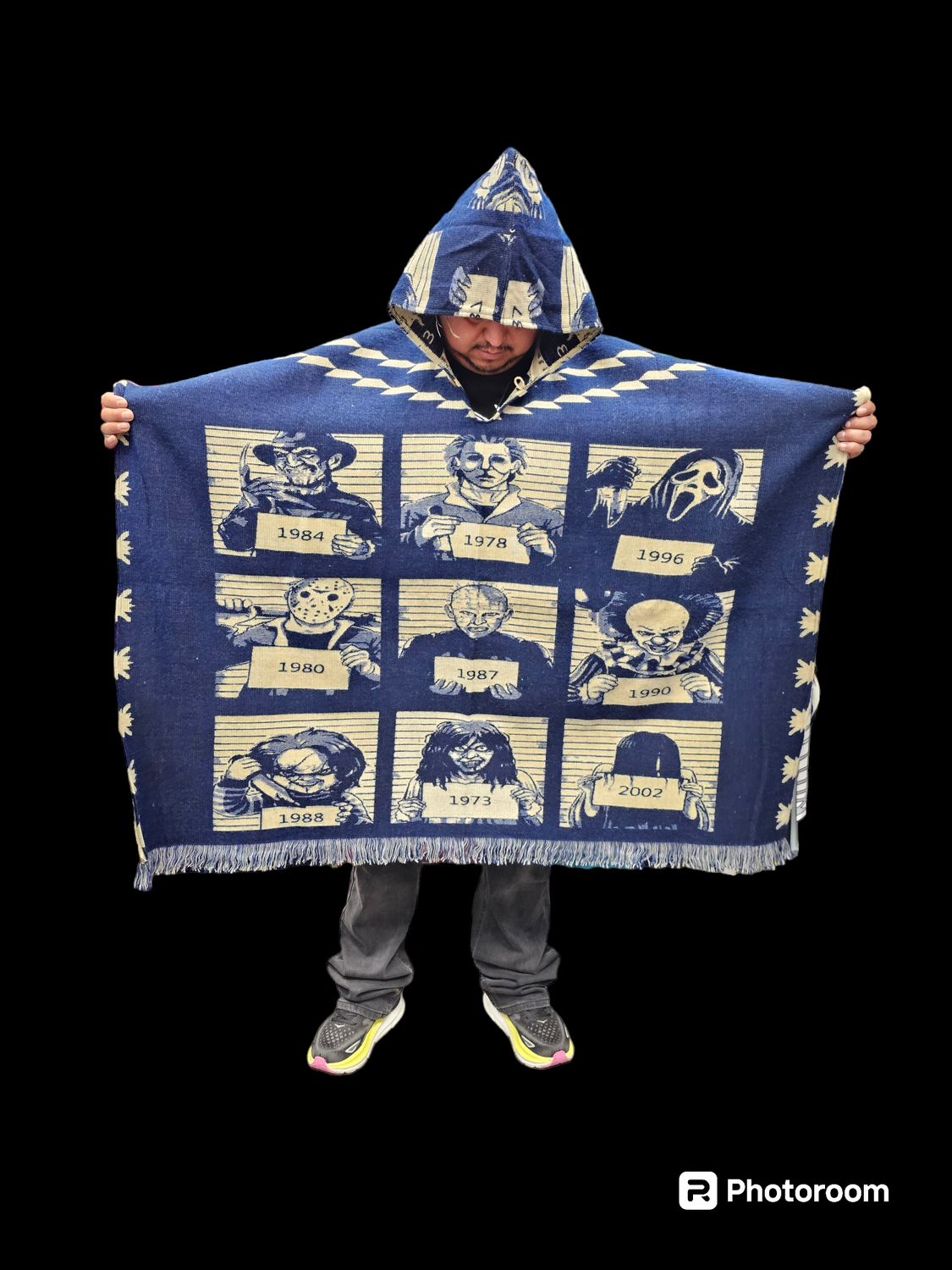 Horror Slasher Mugshots Knit Poncho