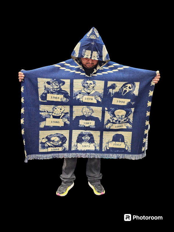 Horror Slasher Mugshots Knit Poncho
