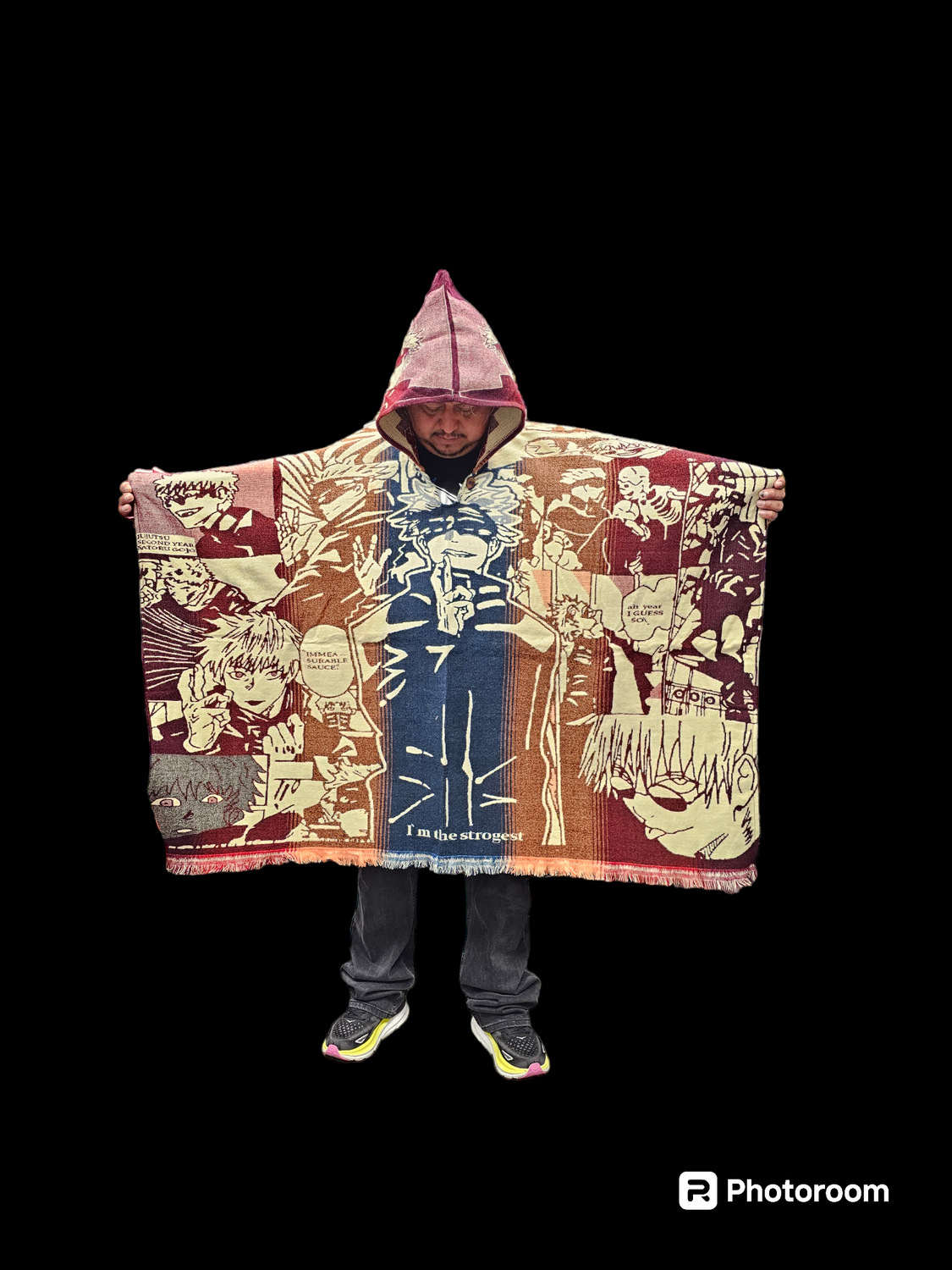 JJK Gojo Manga Style Knit Poncho