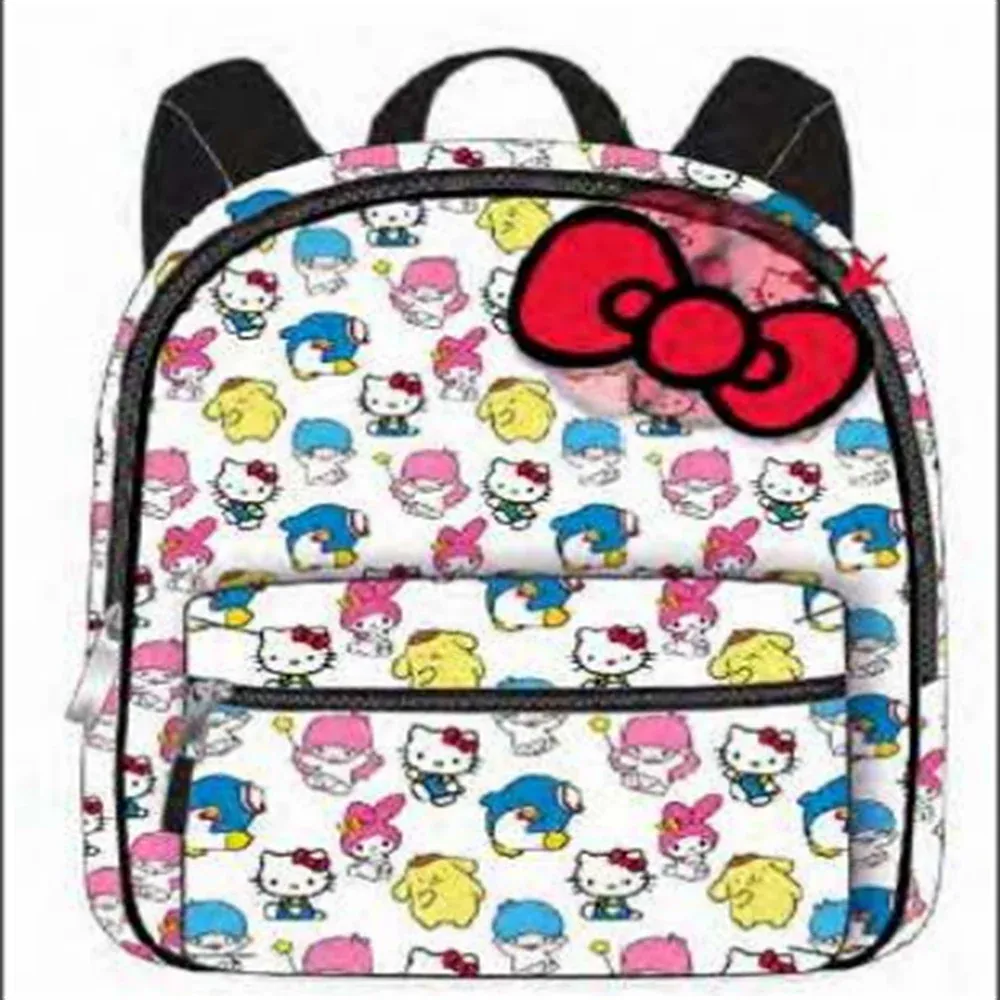 Sanrio Characters Print All Over with 3D Red Bow PU Leather Mini Backpack