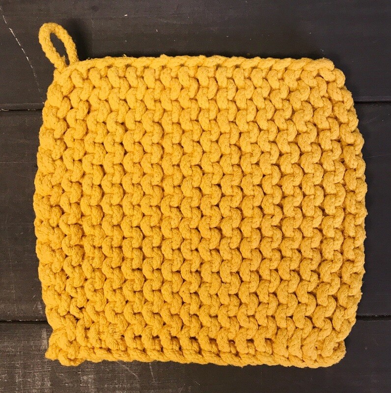 Hand Knit Cotton Potholder Trivet Ochre Hand Knit Cotton Potholder Trivet Ochre