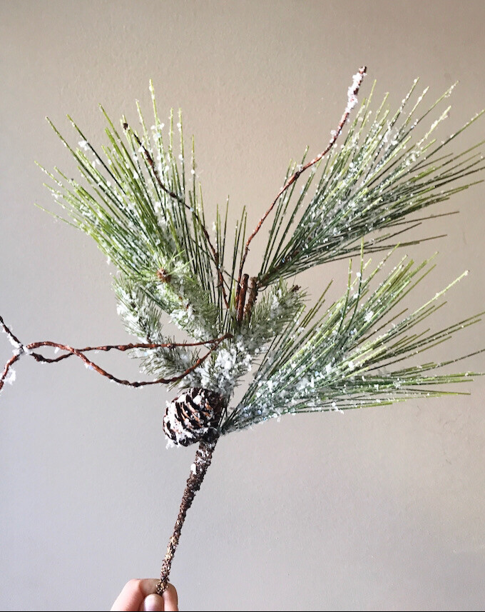 Iced Long Needles With Pine Cones Spray