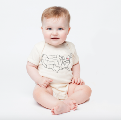 Baby Onesie Map Natural 6-12 Months
