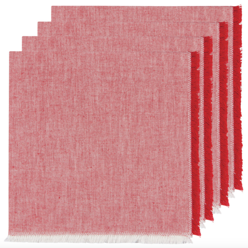 Chambray Heirloom Napkins Chili Set Of 4
