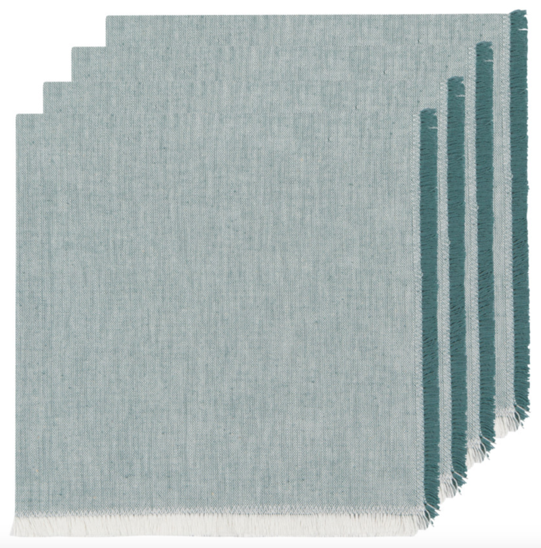 Chambray Heirloom Napkins Lagoon Set Of 4