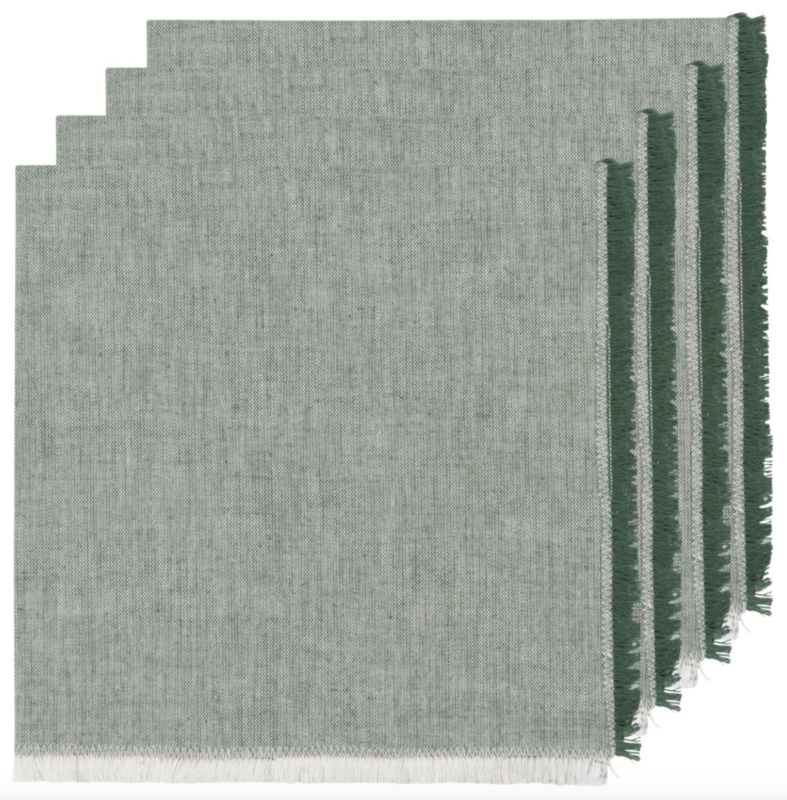 Chambray Heirloom Napkins Jade Set Of 4