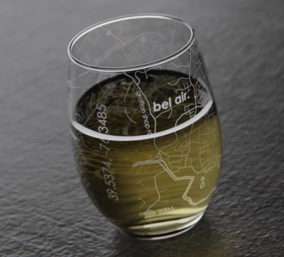 Etched Stemless Wine Glass Bel Air